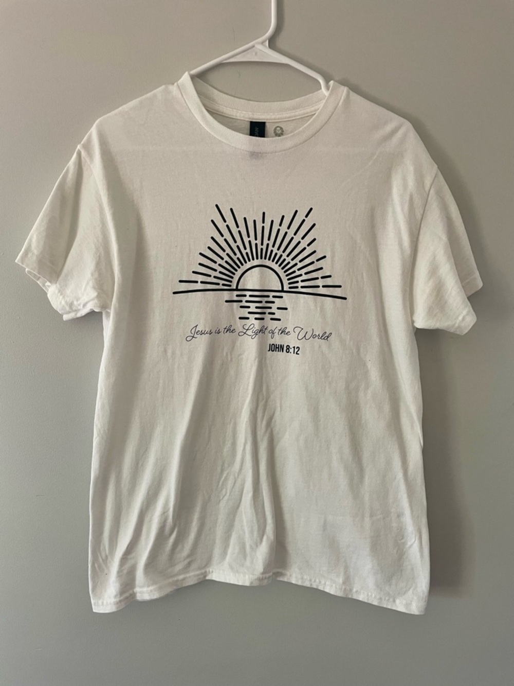 Gildan White Short-Sleeve Tee with Black Sunrise Graphic